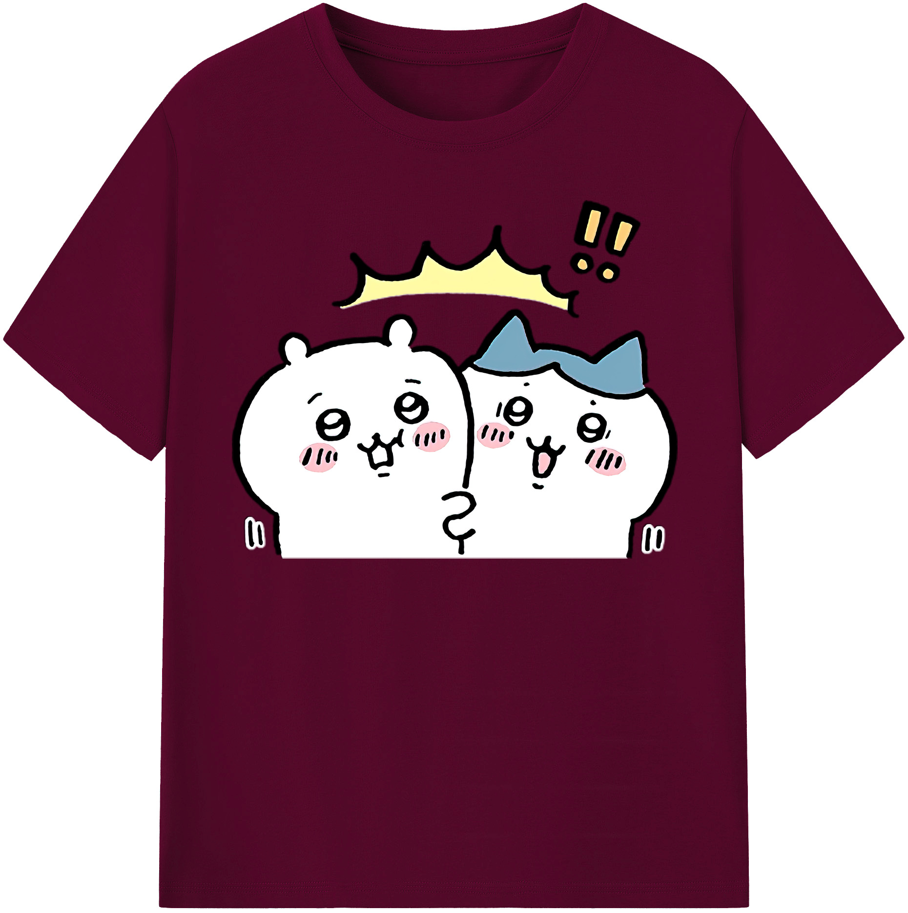 （画像用） ちいかわ ハチワレ Chii-kawa hachiware レディースカジュアルプリントTシャツ（綿100％）